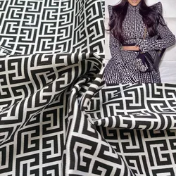 100x145cm tessuto Jacquard motivo irregolare bianco e nero per donna autunno inverno abito cappotto giacca tessuto fai da te materiale da cucire