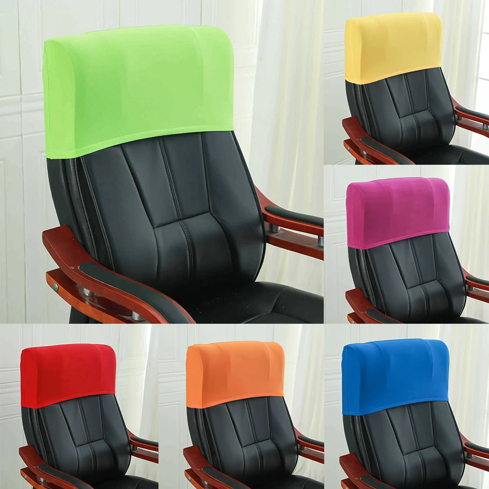 1pcs Elastic Boss Chair Head Pillowcase Office Chair Back Cover Chair Head Protection Slipcover Solid Color Offfice Seat Case