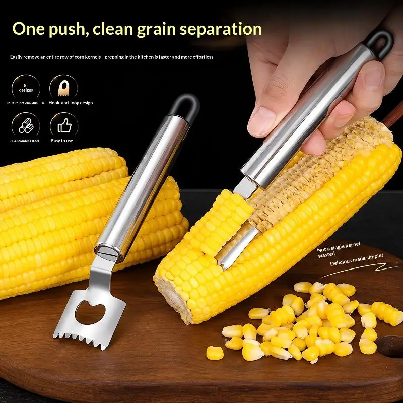 Stainless Steel Corn Cob Peeler 2 In 1 Kernel Stripper And Bottle Opener Perfect For Home Kitchen Daily Cooking And Meal Prep