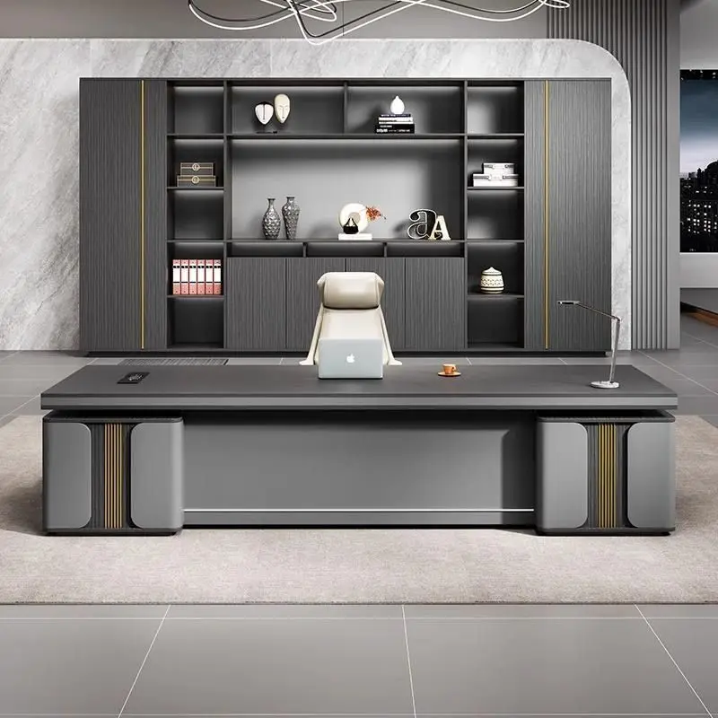 Office President's Desk Boss and Chair Combination Modern Light Luxury Senior Manager  Commercial Class Desk Office Fur