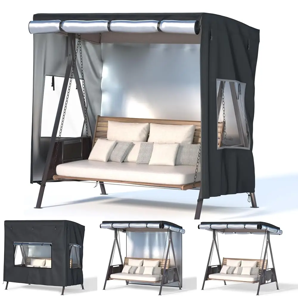 

Outdoor Swing Cover,Patio Swing Chair Cover,Garden Hammo Glider Chair Cover,Can Be Used Without Disassembly,Bla