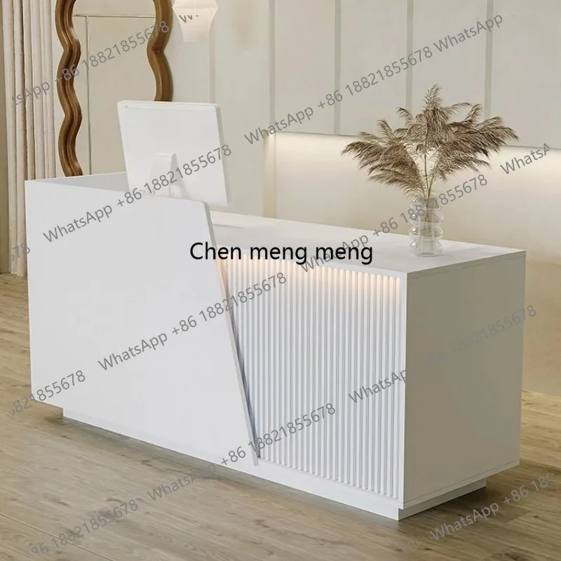 

small brown cafe counter light luxury simple Company Reception Counter modern design comptoir de accueil industrial furniture