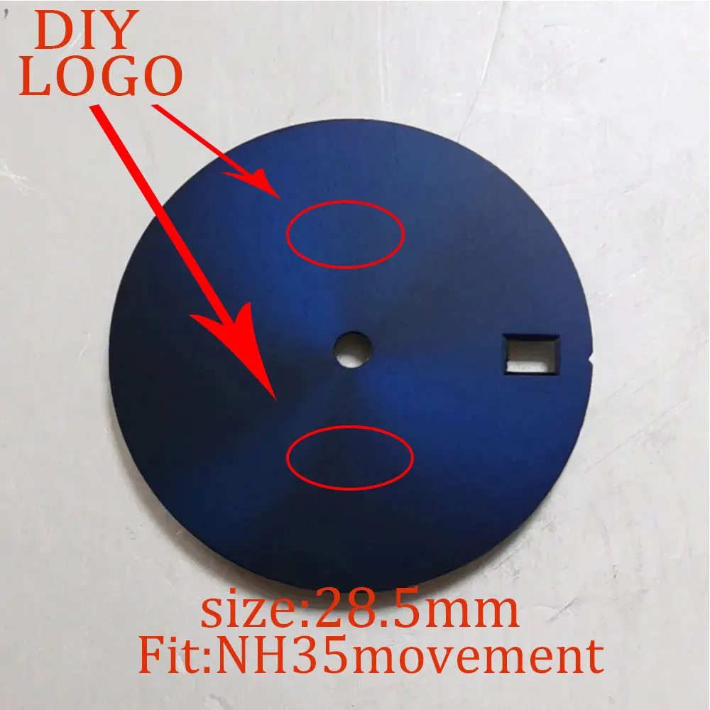 28.5 มม.แผ่นโลหะสะอาดปราศจากเชื้อนาฬิกาสําหรับ NH35NH36 การเคลื่อนไหวอัตโนมัติสีเขียวสีฟ้าสีเหลืองนาฬิกาอุปกรณ์เสริมปรับแต่ง log