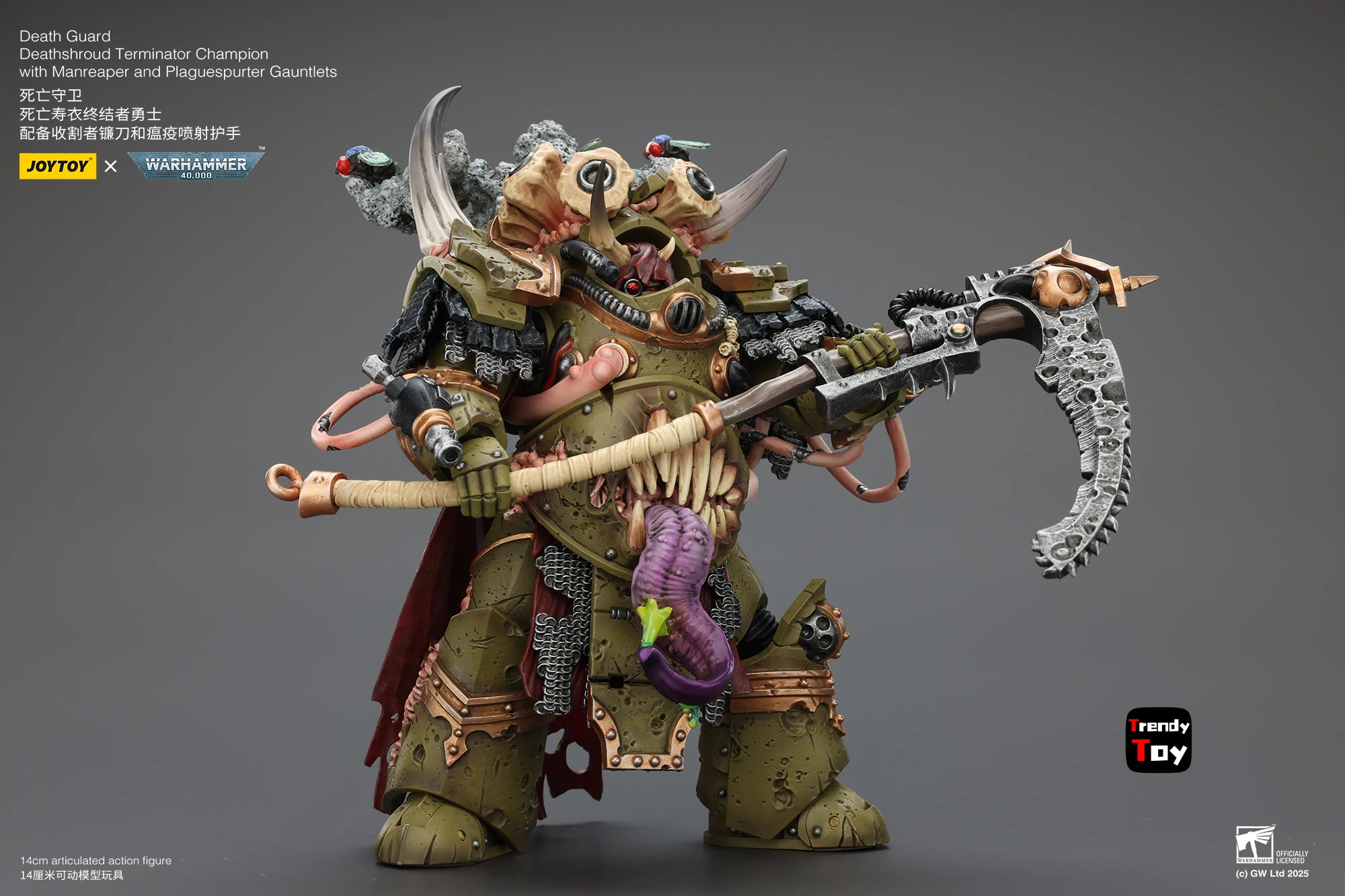 【JOYTOY】Warhammer 40K Death Guard Terminator Kampioen met Manreaper en Plaguespurter Handschoenen 1/18 Action Figure