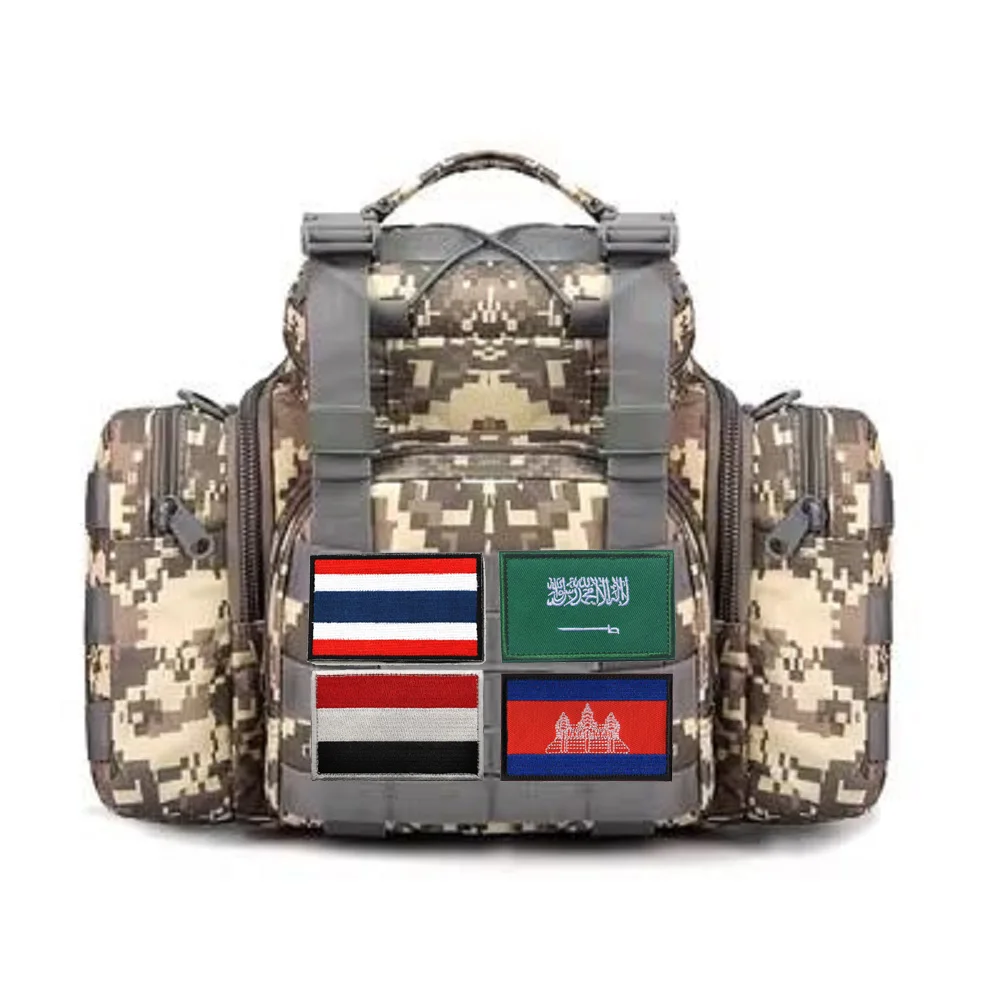 Outdoor Bag Accessories Armband Asian Countries Flag Badges Embroidered and Hook and Loop Backpack Patches for Clothing