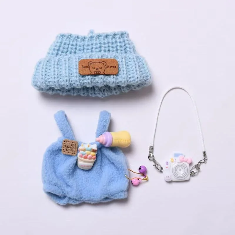 15-17 سنتيمتر الملابس ل Labubu 1 مجموعة Labubu بذلة مع حقيبة كتف 17 سنتيمتر ملابس دمى صغيرة اكسسوارات