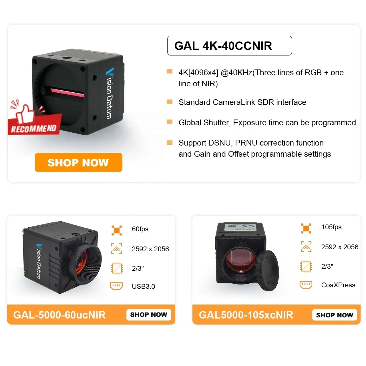 Kamera Pemindai Garis Inframerah IR Resolusi Tinggi 4K 40kHz RGB+NIR 4-line Sensor untuk Deteksi EL Fotovoltaik Piranha4, Tersedia di Tahun 2025