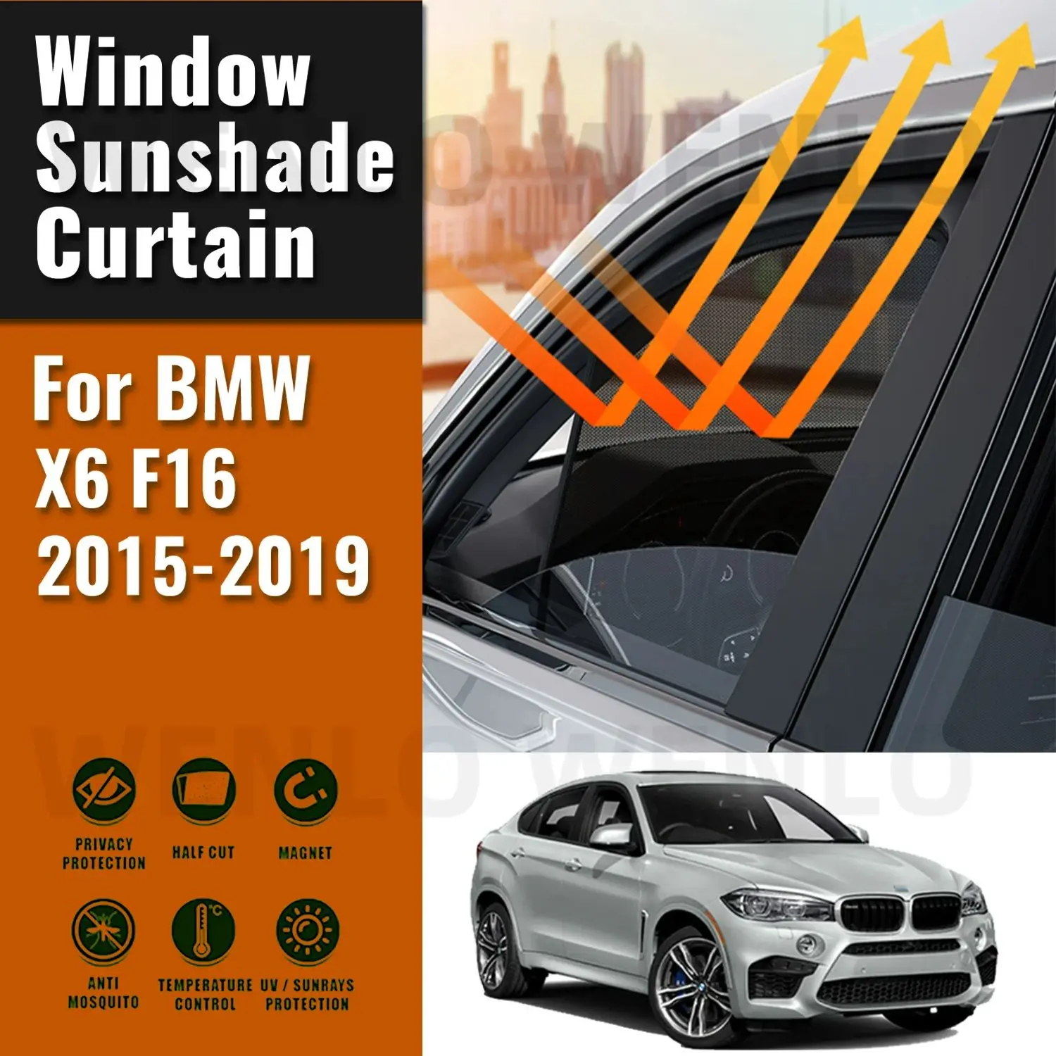 

For BMW X6 F16 2015-2019 Car Sunshade Visor Front Windshield Frame Curtain Rear Side Baby Window Sun Shade Shield