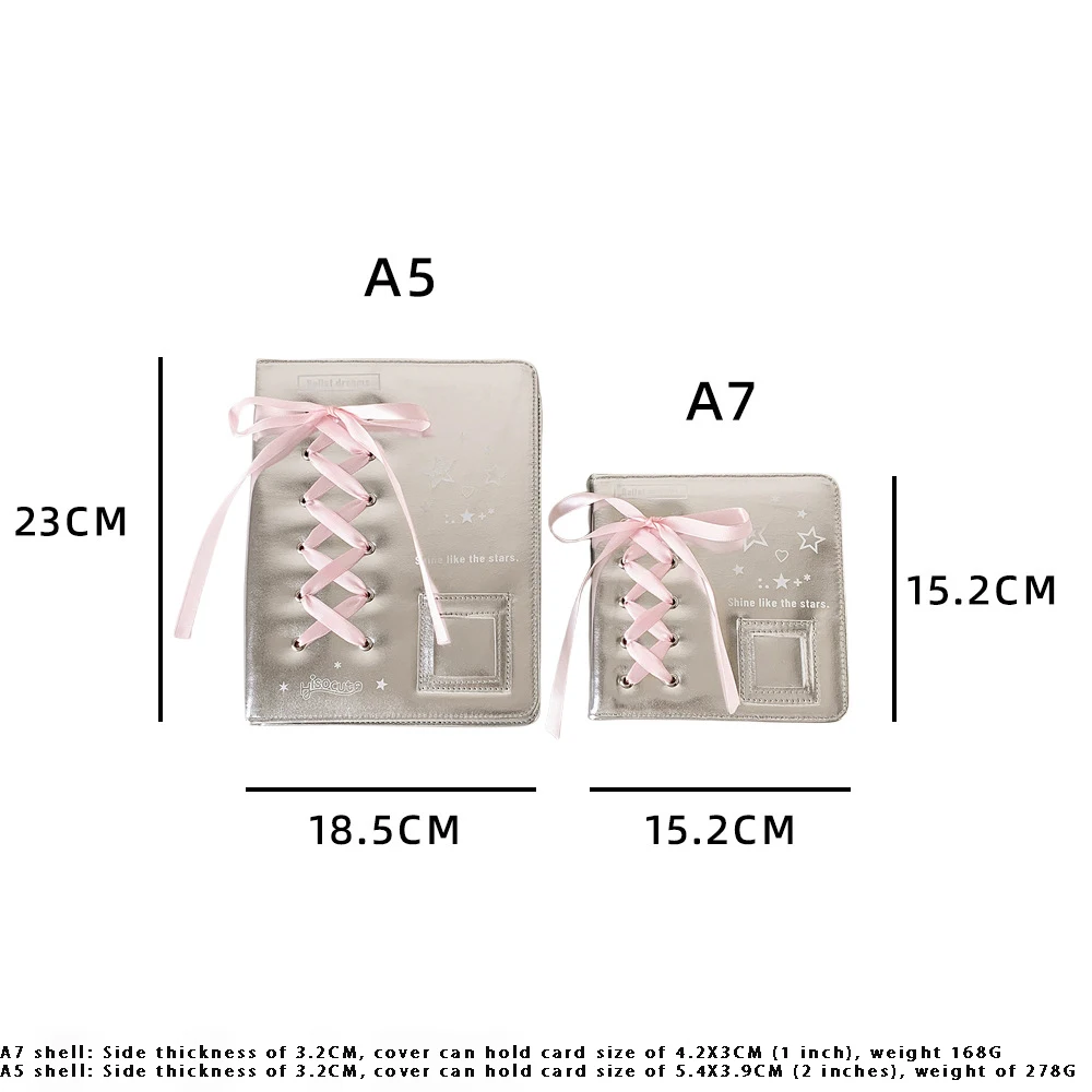 INS Koreanische Mode Silber Lose blatt Album A5/A7 Stern jagen Kleine Karte Lagerung Fotoalbum Student Glänzende 4-Gitter Karte Album