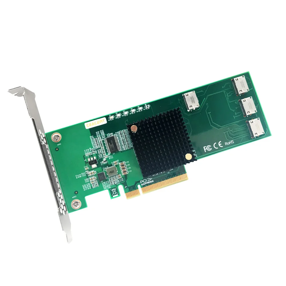 Ceacent NVMe Bộ Điều Khiển SSD Nâng 12Gbs ANOL4PE08 Oculink Cổng Kết Nối 4 Cổng PCIe X8 Oculink Để SFF8639