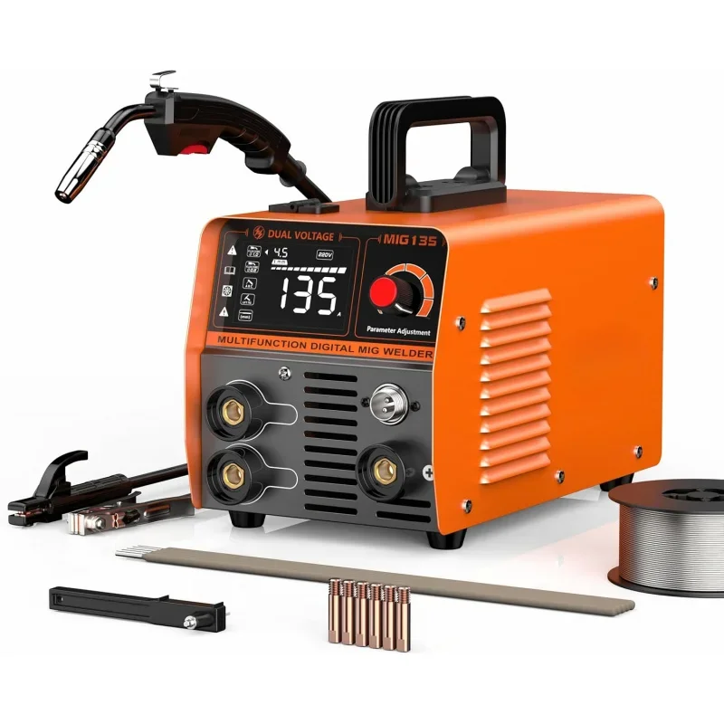 135Welder 110V 3-IN-1 MIG/ARC/Lift TIG Welding Machine IGBT DC Inverter Gasless Welder Synergy Welding Machine