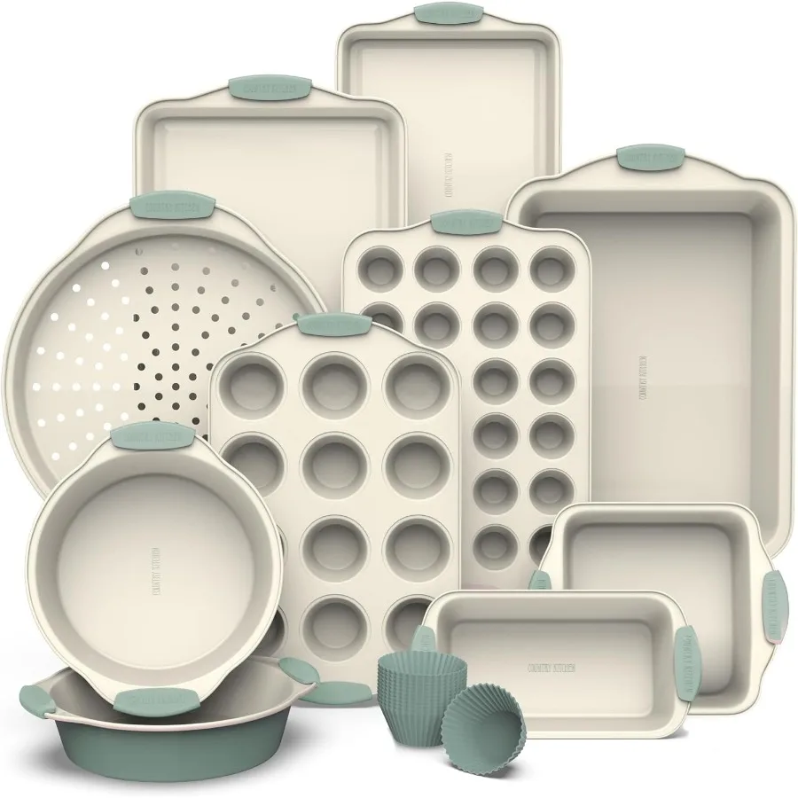 

Country Kitchen Nonstick Stackable Bakeware Set for Home Baking Enthusiasts Durable and Easy Release Design with 22Piece Comple