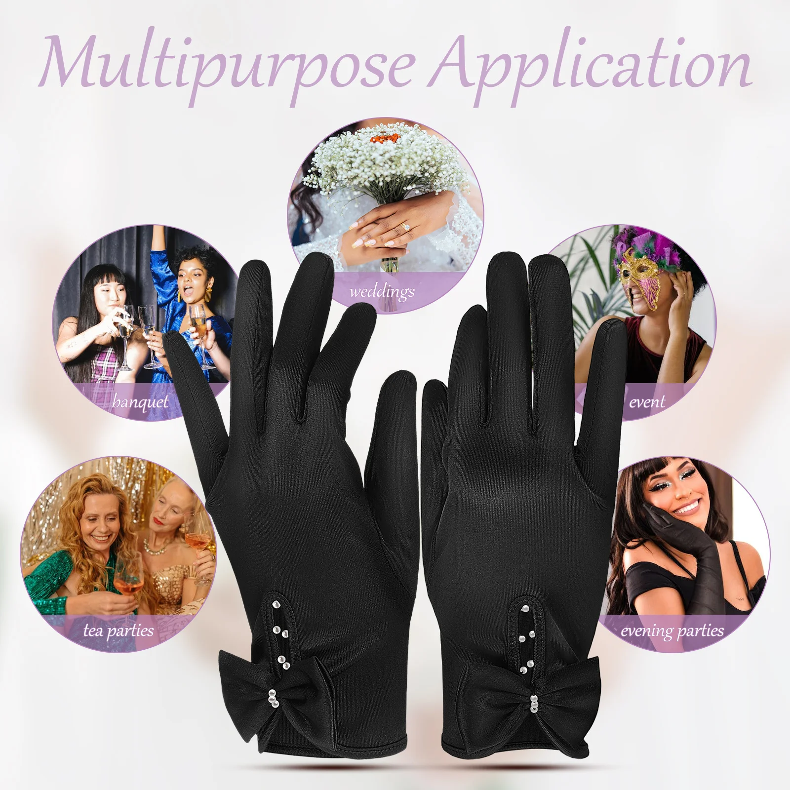 

Elegant Satin Wedding Gloves Graceful Bridal Accessory Soft Stretchy Formal Evening Tea Ladies Functional Accessories