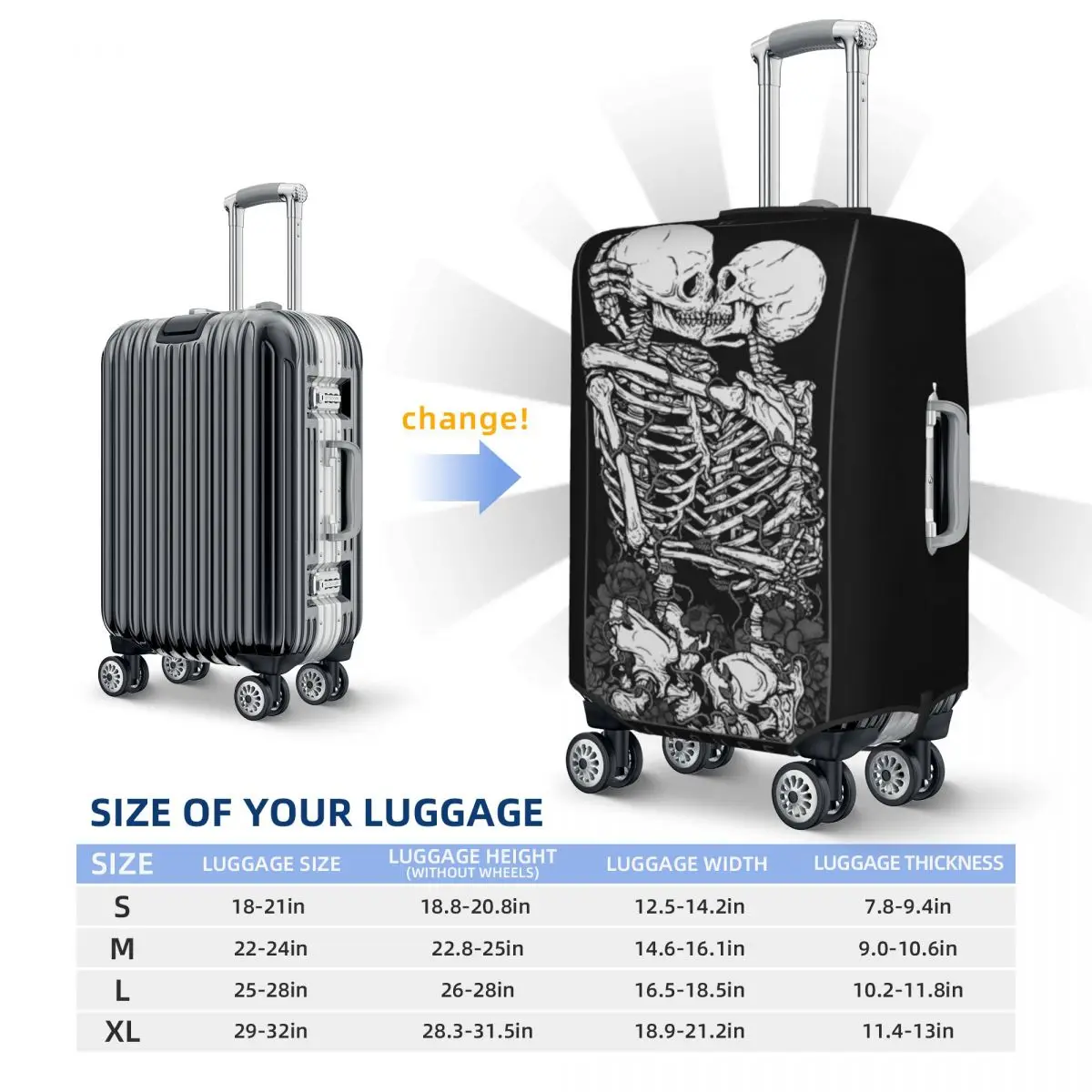 Skull Suitcase Cover The Lovers Useful Business Protector Luggage Supplies Holiday