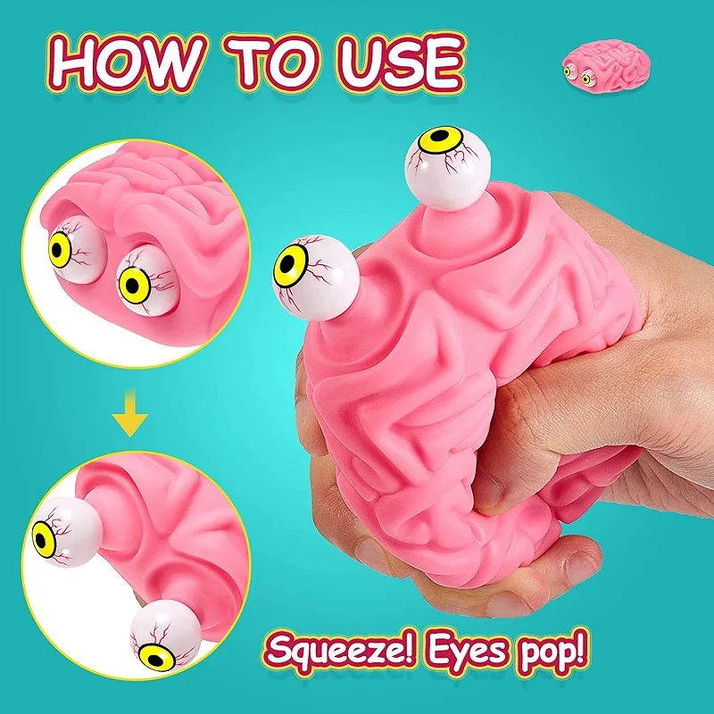 Anti Stress Flippy Brain Squishy Eye Popping Squeeze Fidget Toy Cool Stuff Kids ADHD Autism Anxiety Relief Toy