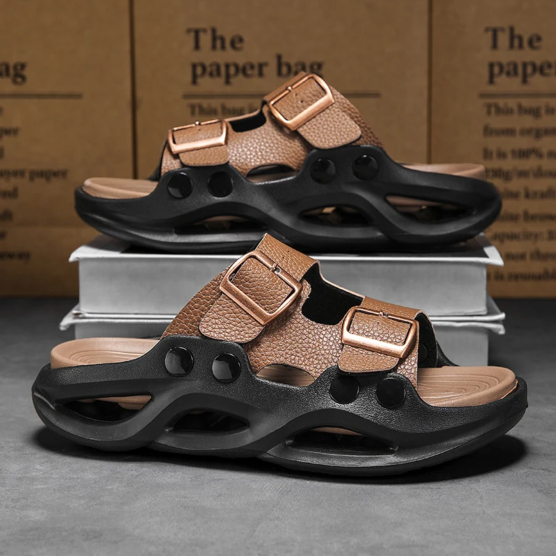

Retro Fashion Brown Summer Slippers for Men Women Comfortable Soft Platform Slippers Men Non-slip Outdoor Slippers Man pantuflas