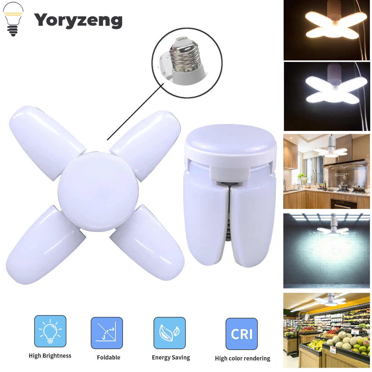 

Foldable E27 LED Light Bulb 28W Cool Warm White Adjustable Angle High Power For Home Living Room Warehouse Garage Ceiling Decora