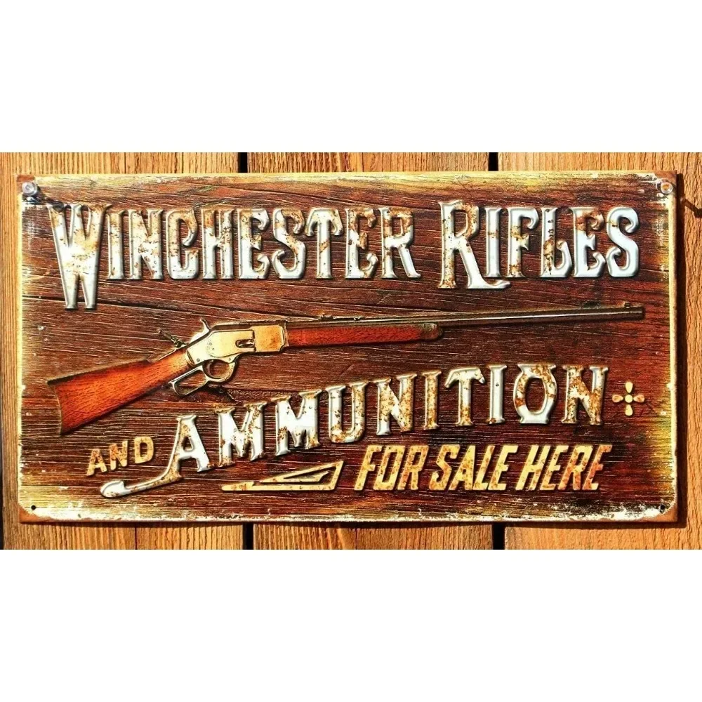 Saraheve Winchester Rifles & Ammunition Ad Ammo Gun Vintage Look Retro Style Metal Tin Sign 8x12in