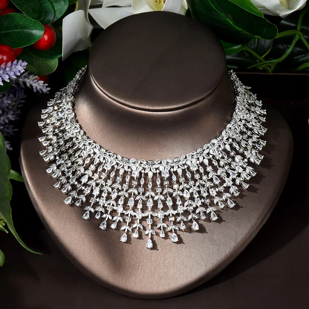 HIBRIDE Luxury Dubai Nigeria CZ Crystal 4pcs Bridal Zirconia Full Jewelry Sets For Women Party Wedding Jewelry Accessories N-876