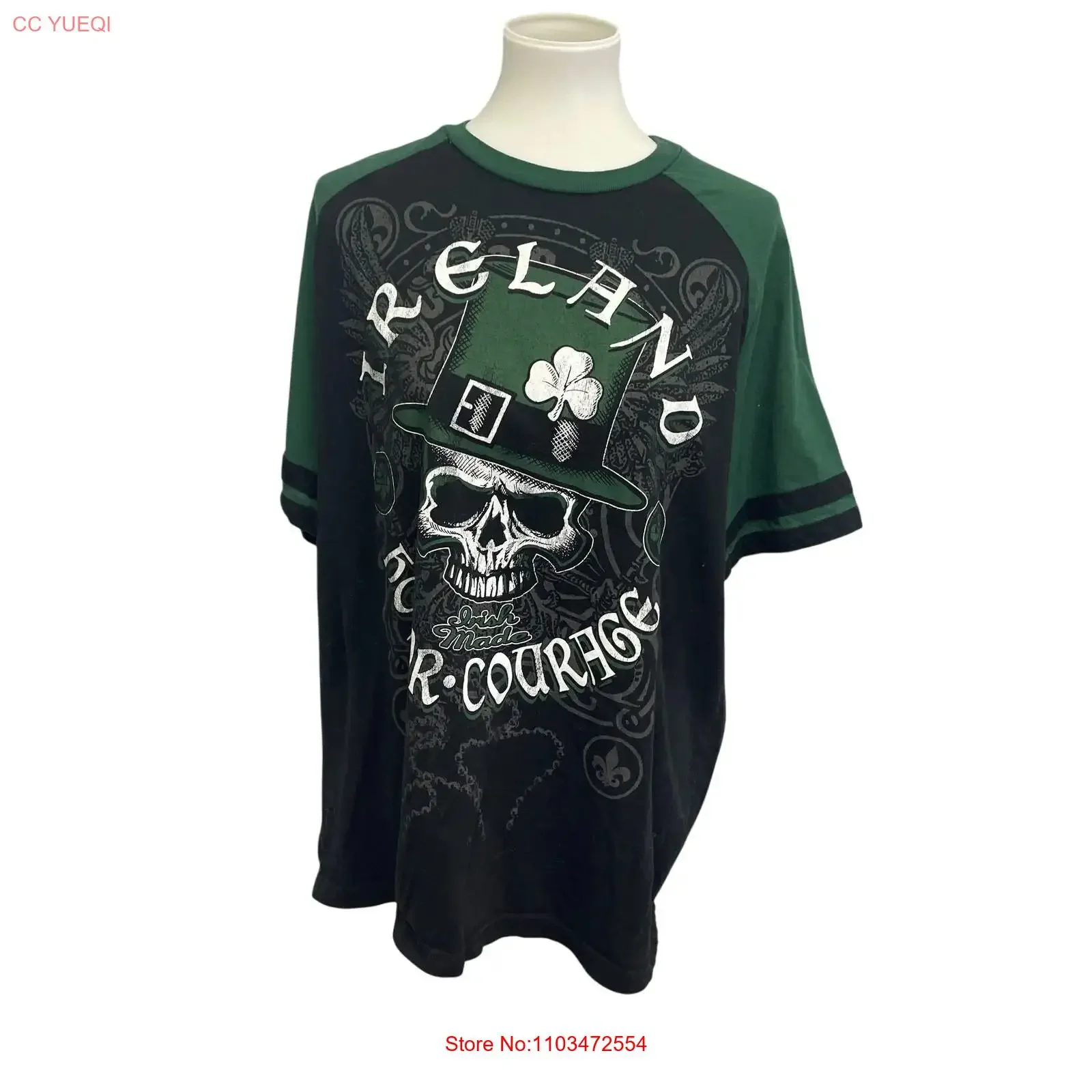 T-shirt Lucky pour homme, taille XL, motif crâne irlandais, honneur et courage, 100% coton, vintage, délavé, pour un usage quotidien, légèrement respirant, décontracté