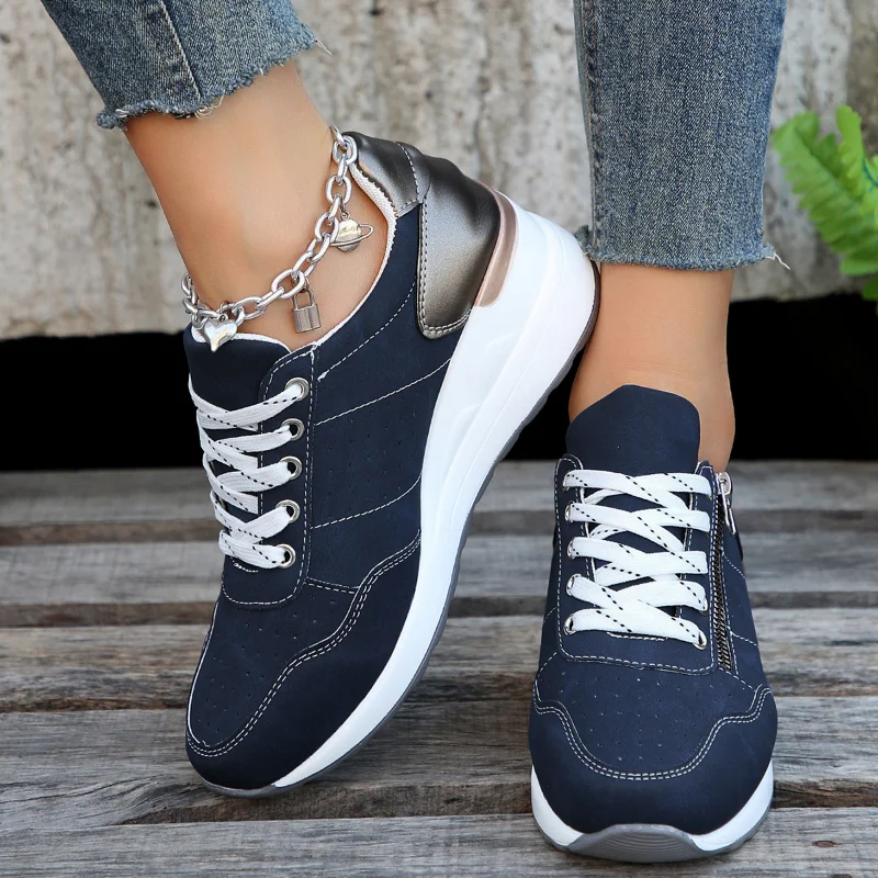 Women Casual Platform Sneakers 2024 Autumn New Lace Up Thick Bottom Sport Shoes Woman Fashion Anti Slip Flats Vulcanized Shoes