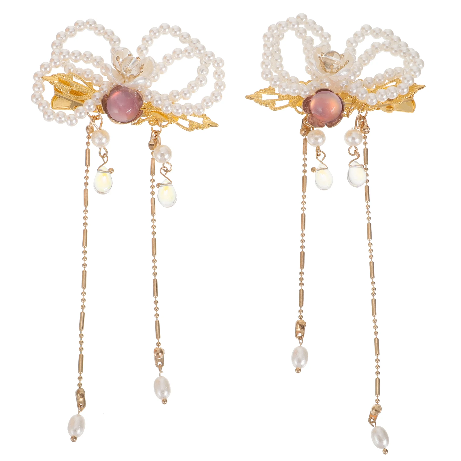 

2pcs Pearl Hairpin Kids Barrettes Crystal Zinc Alloy Durable Hairstyle Bowknot Hairpins H made Accessories Hair Care Styling