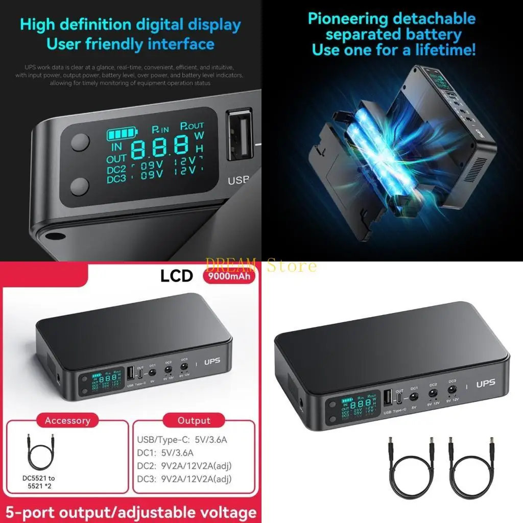 

5V 9V 12V UPS Power Supply 9000mAh/10400mAh/18000mAh Energy Backup 3x5.5x2.1mm for Modem Wifi Routers Camera Speaker best sale