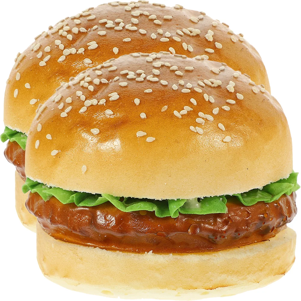 2 Pcs Model Simulated Hamburger Burgers Sandwich Pu Meat Press for Cooking Display Models
