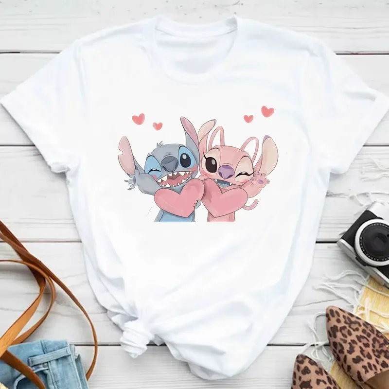 Summer Disney Kawaii Lilo Stitch Funny Cartoon Children Cotton T Shirt Stitch Cute Manga Graphic Kid Tshirt Streetwear Top Tees