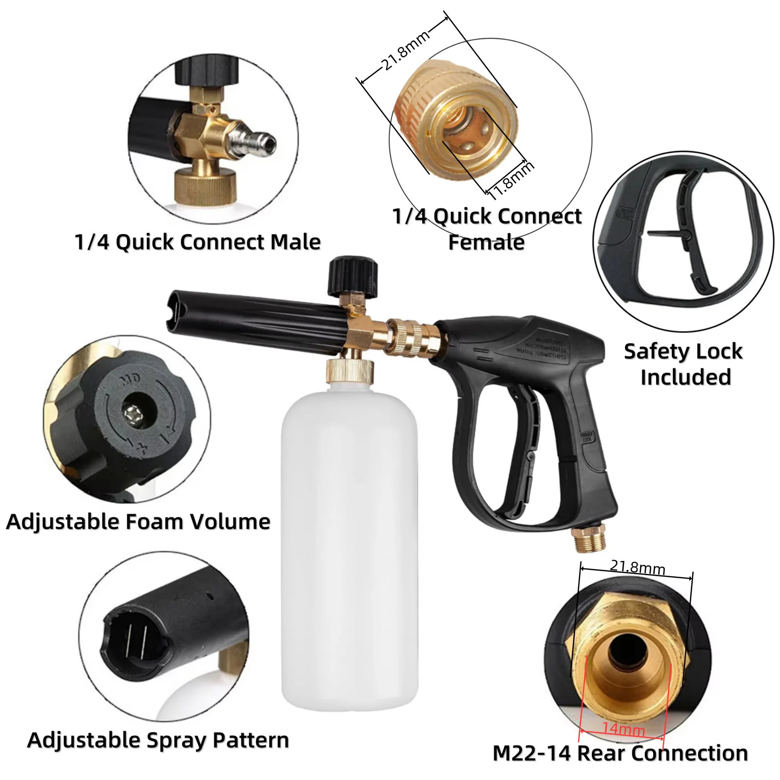 High Pressure Cross-Border Car Wash Gun Stainless Steel Spray Head Aluminum Core Multi-Function Copper Valve Car Wash Equipment