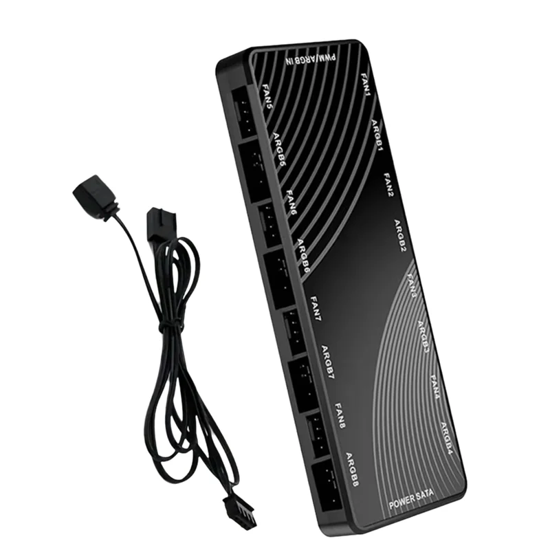 B24B Chassis Fan Light Controller 2 In 1 PWM + ARGB Hub Dual Eight-Way Splitter 8-Port Hub
