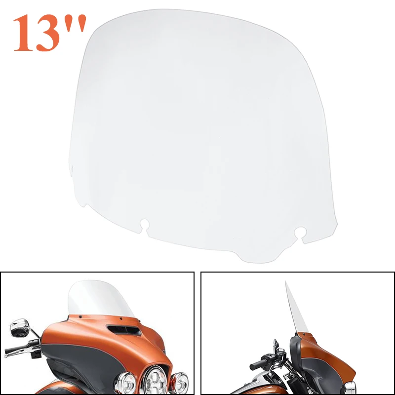 

Motorcycle 13'' Windscreen Fairing Wind Deflectors Windshield For Harley Touring Street Glide Electra Glide Classic FLHX 2014-up