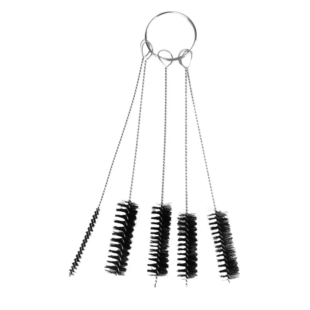 Nylon Cleaning Pipe Brushes Set Stainless Steel Wire for Tattoo Machine Grip Tip Nozzle and Makeup Brush Cleaning