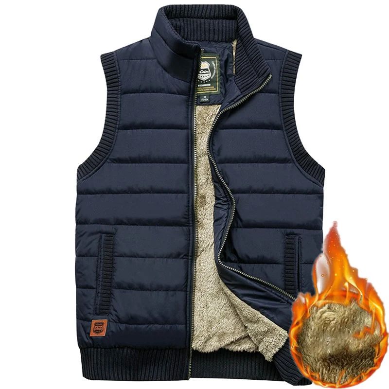 BROWON Brand Vest for Men Autumn Fashion Casual Solid Color Outerwear Vest Men Jacket Stand Collar Fleece Warm Coats Men Vests