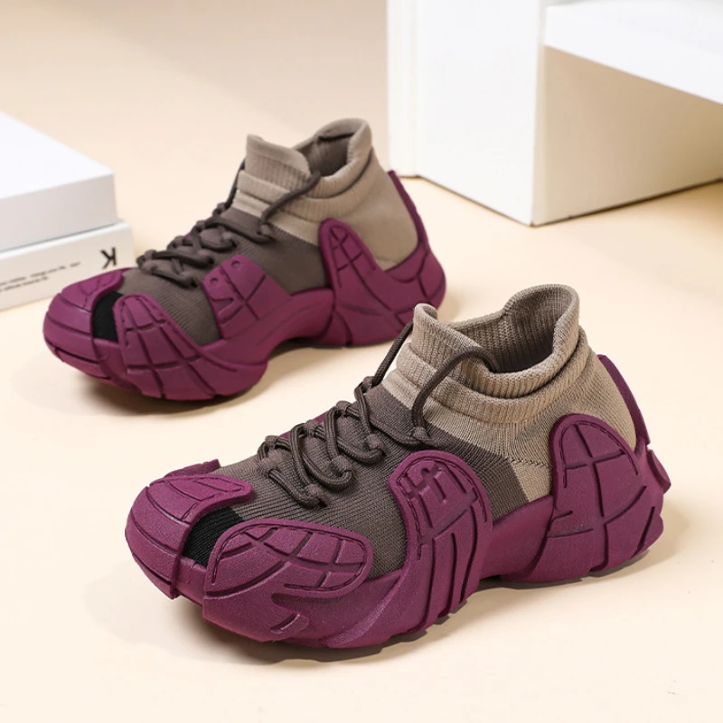 Modische Damen-Sneaker High-Top Leichtgewichtige Vulkanisierte Schuhe Bequeme Elegante Lila Plateauschuhe Zapatos De Mujer 2026
