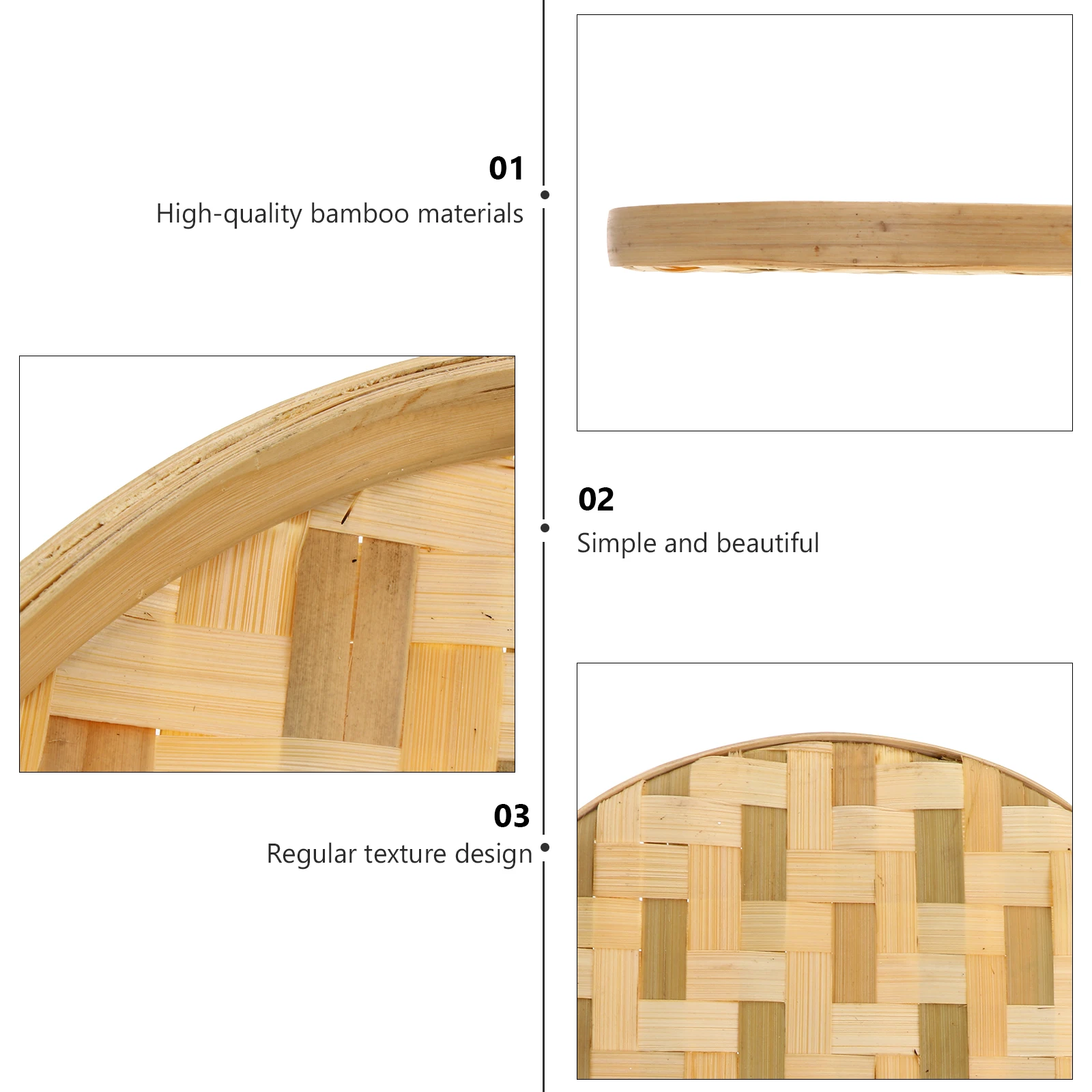 

1pc Bamboo Weaving Round Dustpan Food Kitchen Basket Woven Material Smooth Manual Polished Regular Texture Food