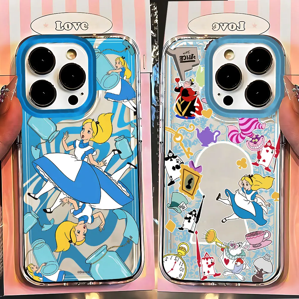 Alice in Wonderland Clear Space Phone Case For iPhone 11 12 13 14 15 16 Pro Max Mini X Xs XR 7 8 plus Se2020 Transparent Cover