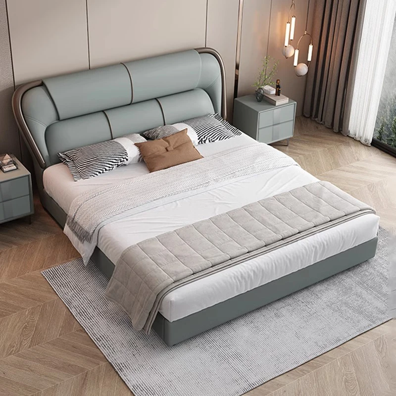 

White Blue Double Bed Decoration Items Australia Frame Metal Double Bed Luxury Floating Cama Matrimonial Furniture For Home