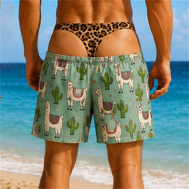 Lustige, zweilagig bedruckte Badeshorts für Herren, verschiedene Stile, 3D-Druck mit Bier- und Fruchtmuster, Shorts für den Strandurlaub im Freien, Badehose. – Detail 5