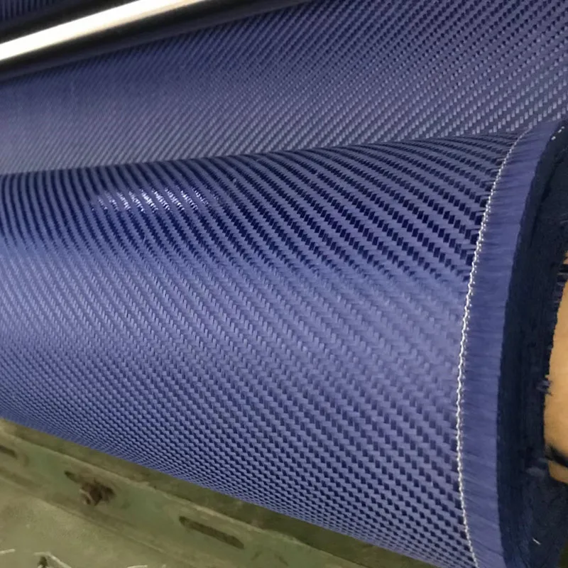 Echter Voll-Kevlar-Aramidfaserstoff 3K 1500D 230 g/m² Blau 40' * 40' / 100 cm * 1 m und 40' * 60' / 100 cm * 1,5 m breit 2x2 Twill – Detail 1