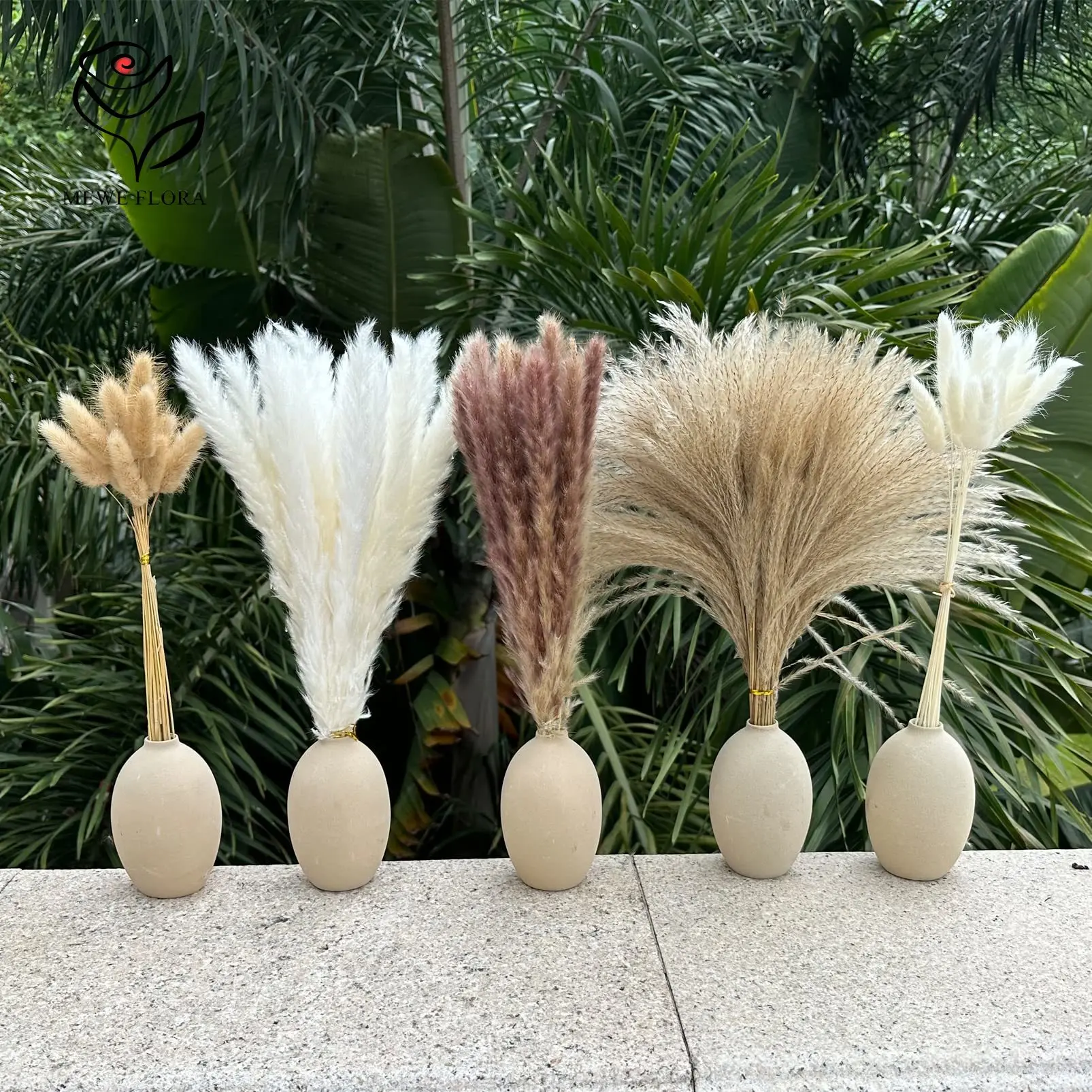 

150pcs Pampas Grass Bouquet Boho Home Decor Big Bundle Natural Dried Flower Rabbit Tail for Farmhouse Wedding Office Arrangement