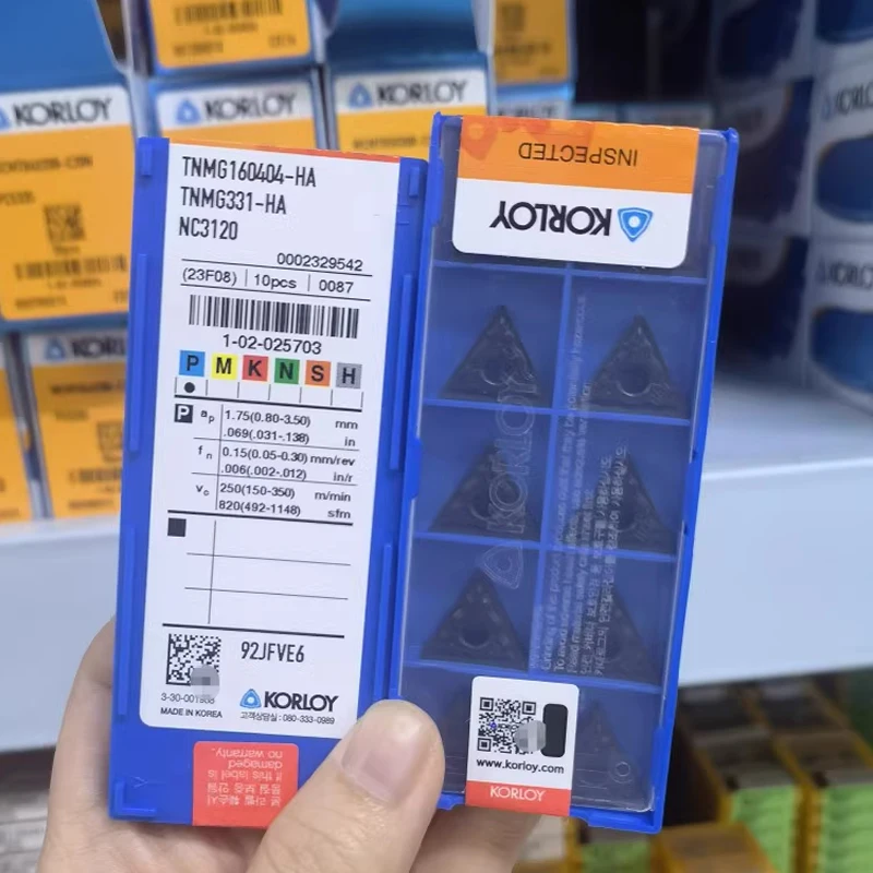 10 pz KORLOY 100% originale TNMG160404-HA TNMG160408-HA TNMG220408-HA NC3120 PC9030 H01 tornio CNC inserti di tornitura in metallo duro medio