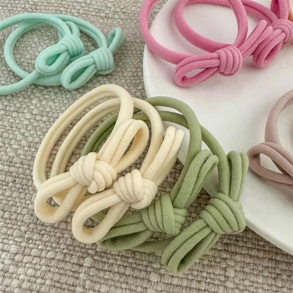 1Pc Cute Bow Hair Ties Ropes Colorful Elastic Seamless Ponytail Holder Rubber Band For Women Girls Hairwear Accessories