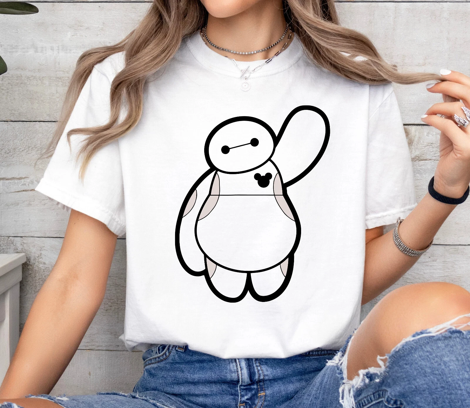 

Disney Big Hero 6 Baymax Big Printed T-shirt Women's Fashion Short Sleeve Boys Clothes Family Matching Outfits Kids Clothes