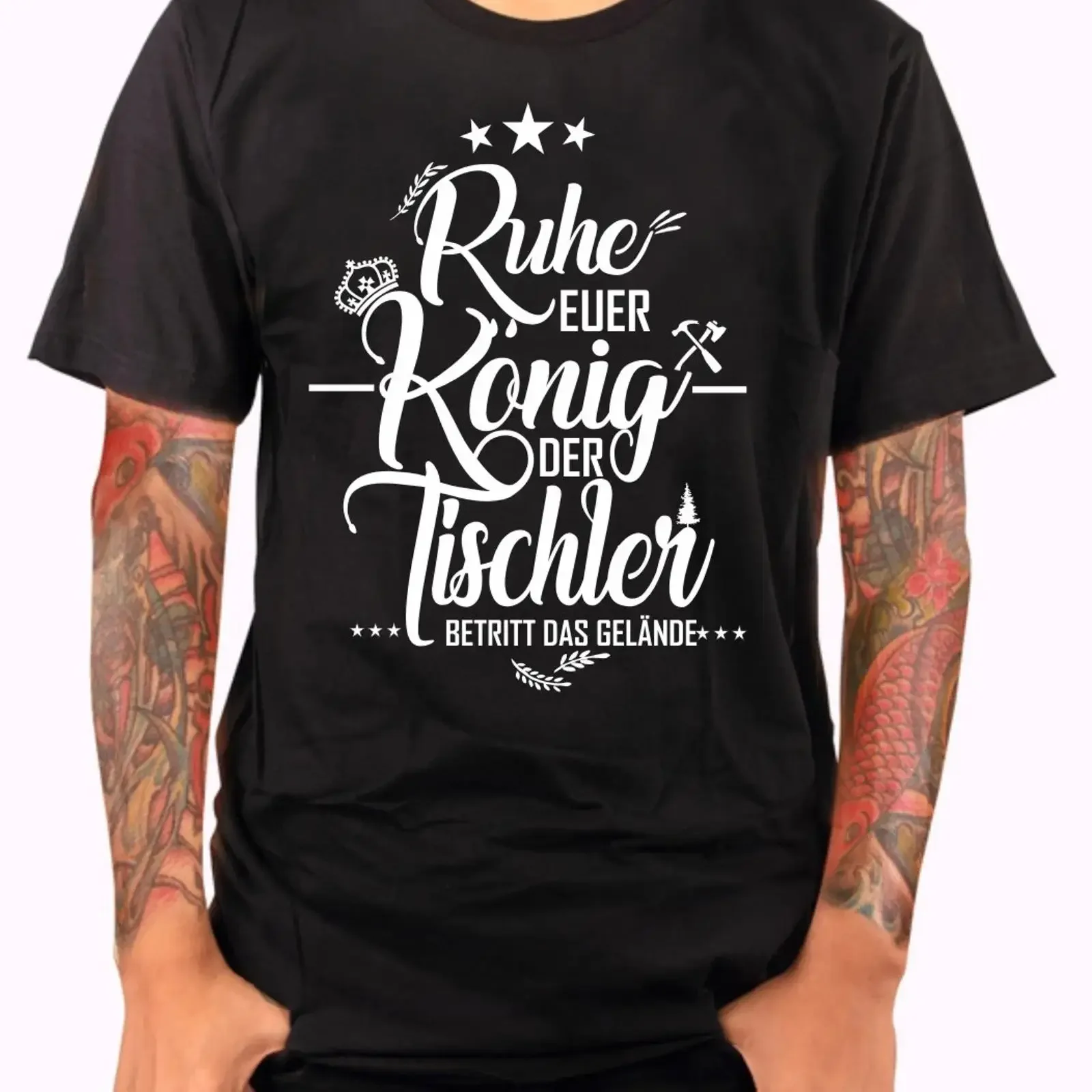 König Tischler premium T Shirt Handwerker Geschenk Schreiner Zimmerer Beruf vintage Washed Breathable Stylish Stretched Casual