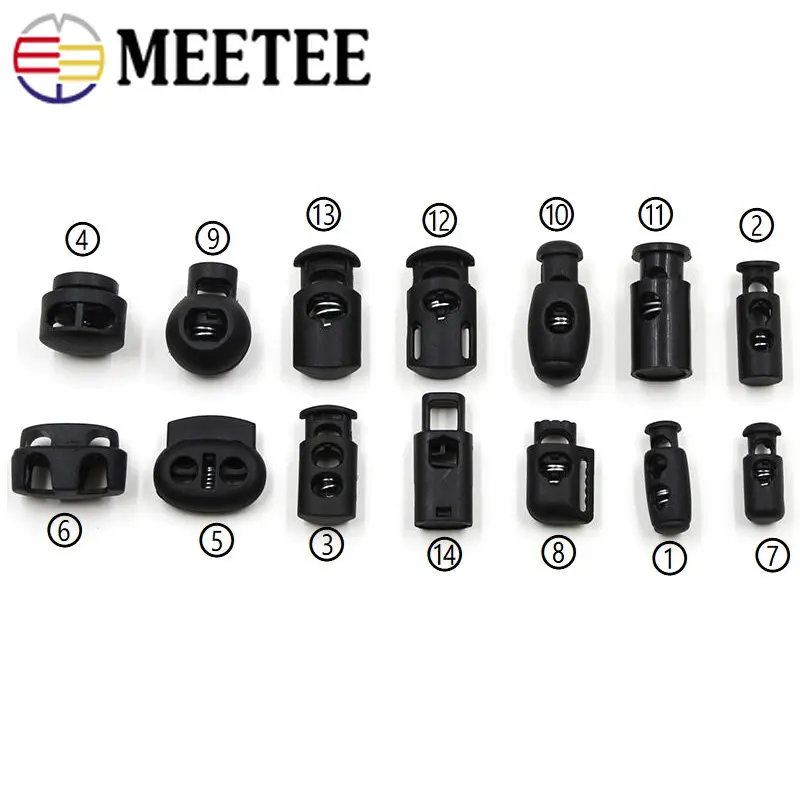 50-300Pcs Black Plastic Spring Cord Lock Stopper Buckle Toggle Clip Clasp Paracord Shoes Garment DIY Sewing Buttons Accessories