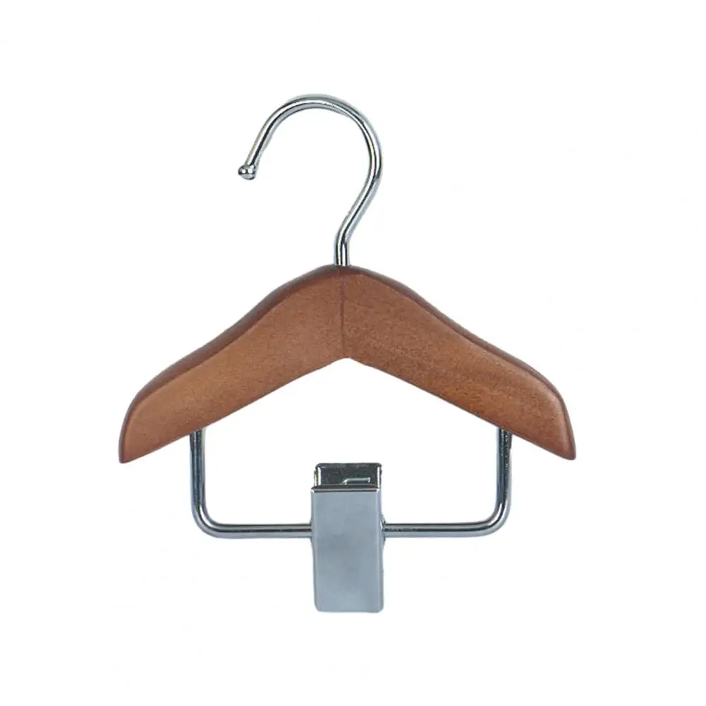 Mini Clothes Hanger Premium Wood Baby Clothes Hanger with Non-Slip Clips Practical Pet Clothes Hook for Home