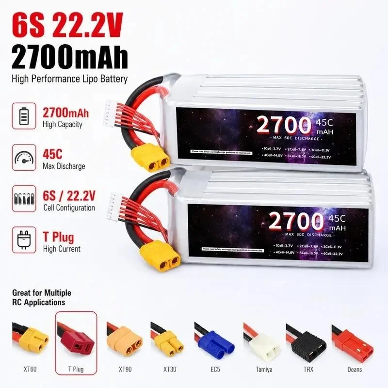 [NEW]  for Direct polymer lithium battery 2700mAh 22.2V drone model toy model high rate lithium battery