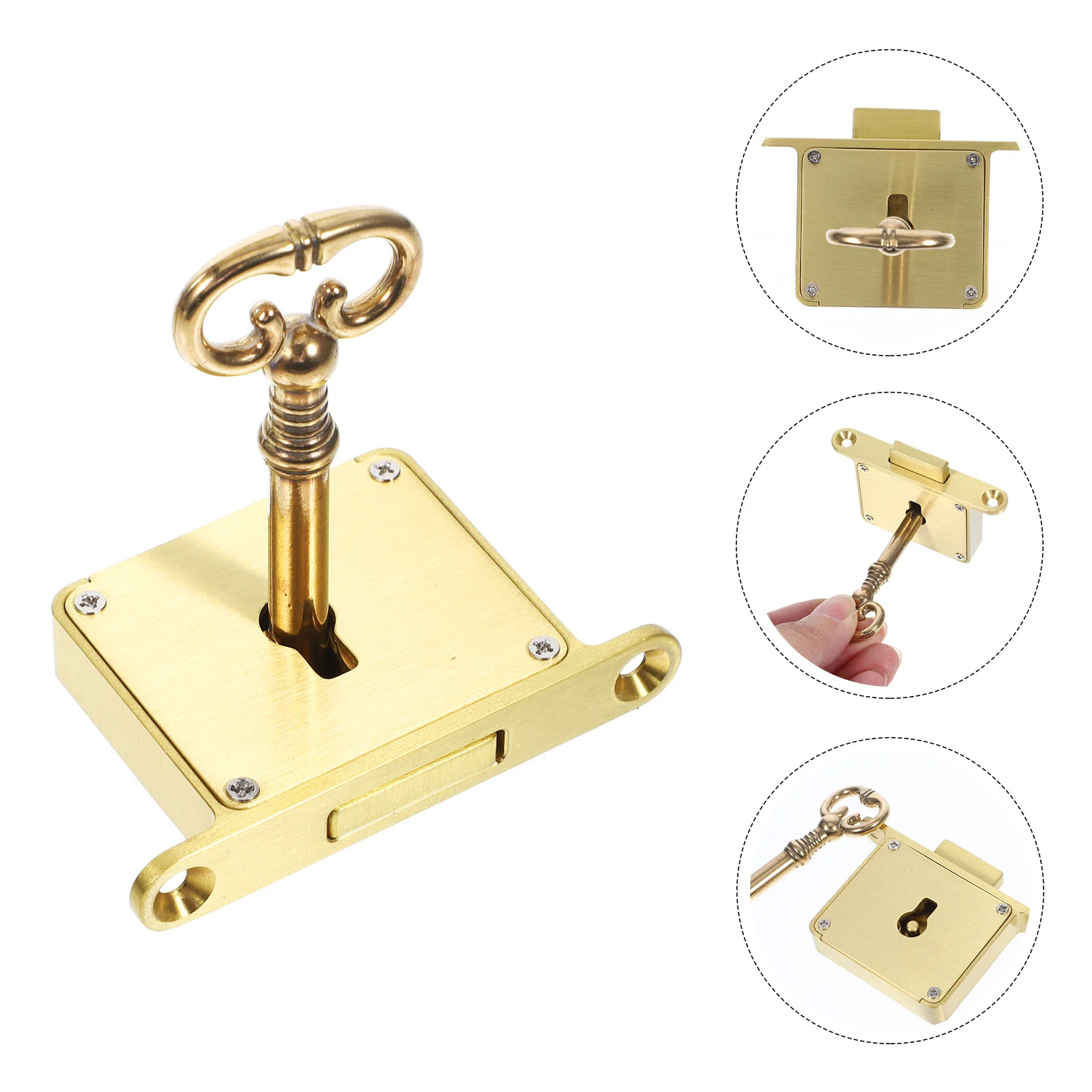 

Desk Lock Cabinet with Key for Drawer Door Locks Brass Furniture Gold Decor Square Vintage Home