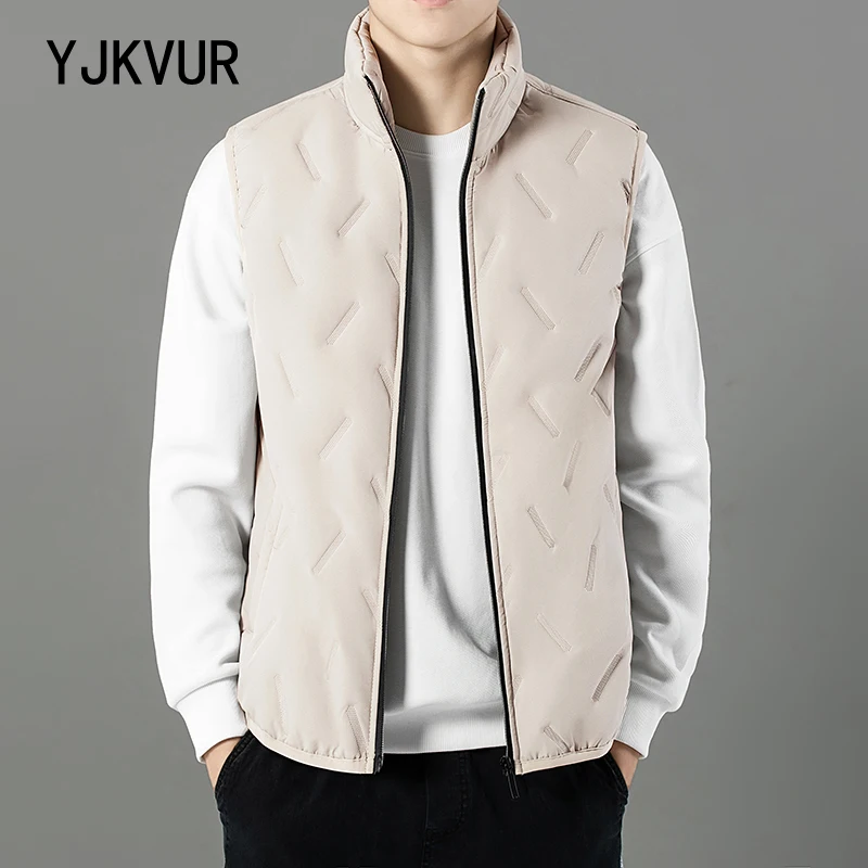 

YJKVUR осень-зима 2025 новый ветрозащитный жилет мужская куртка без рукавов повседневные пальто оверсайз пуховый хлопок теплый флисовый толстый жилет